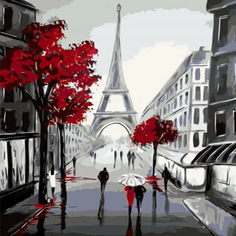 Romantic City Of Paris Eiffel Tower Paint by Numbers