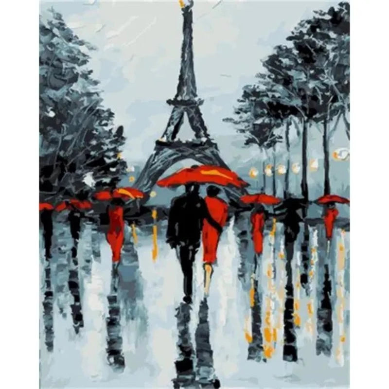Couple At Eiffel Tower Paint by Numbers