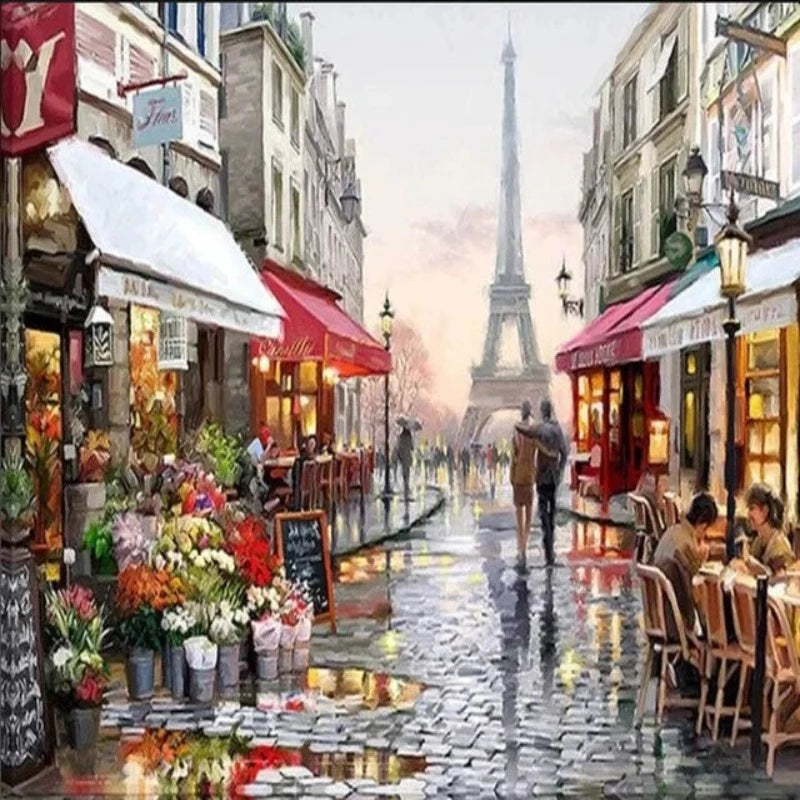 Paris Eiffel Tower Scene Paint by Numbers
