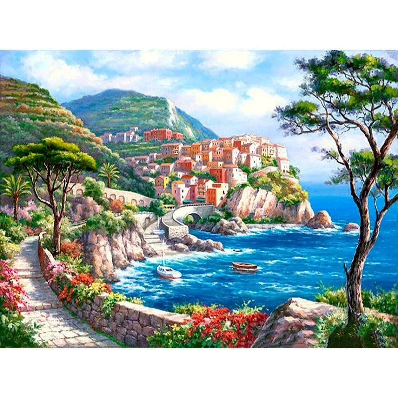 Harbor Seaside Scenery Paint by Numbers