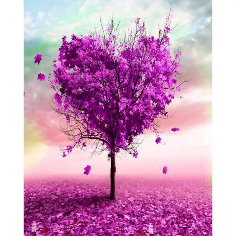 Heart Shape Flowering Tree Paint by Numbers