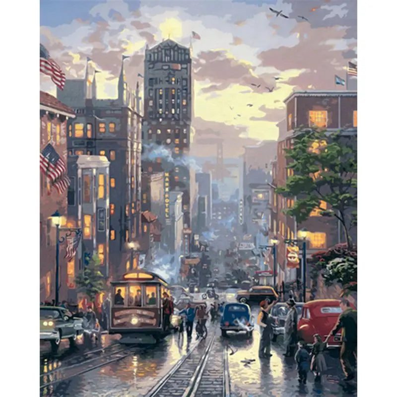 New York City Street Sunset Paint by Numbers Kit