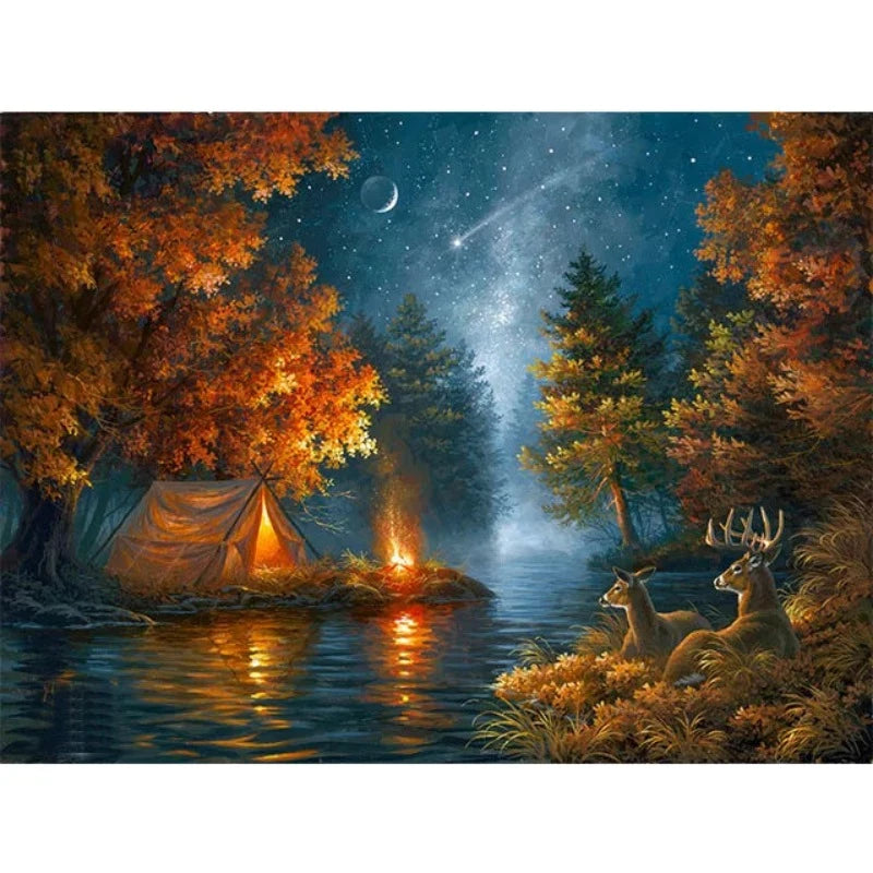 Deer Hunter Autumn Landscape Paint by Numbers