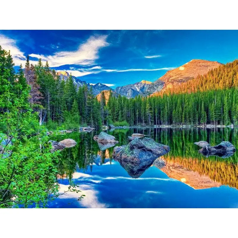 Forest Mountain And Lake Reflection Paint by Numbers Kit