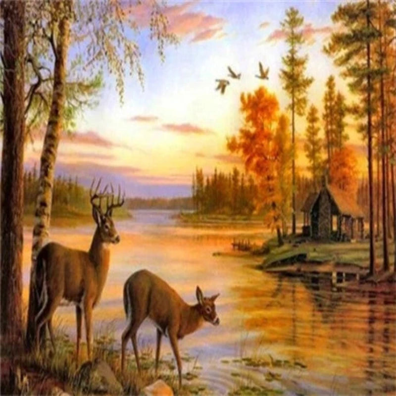 Deer Nature Landscape Paint by Numbers