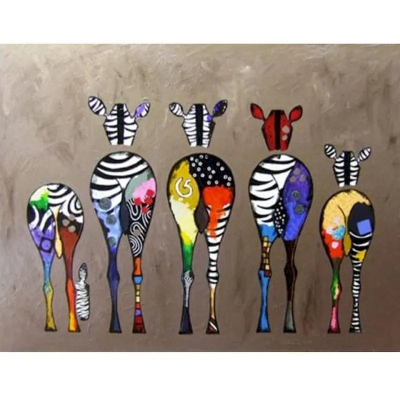 Colorful Zebra Butt Art Paint by Numbers