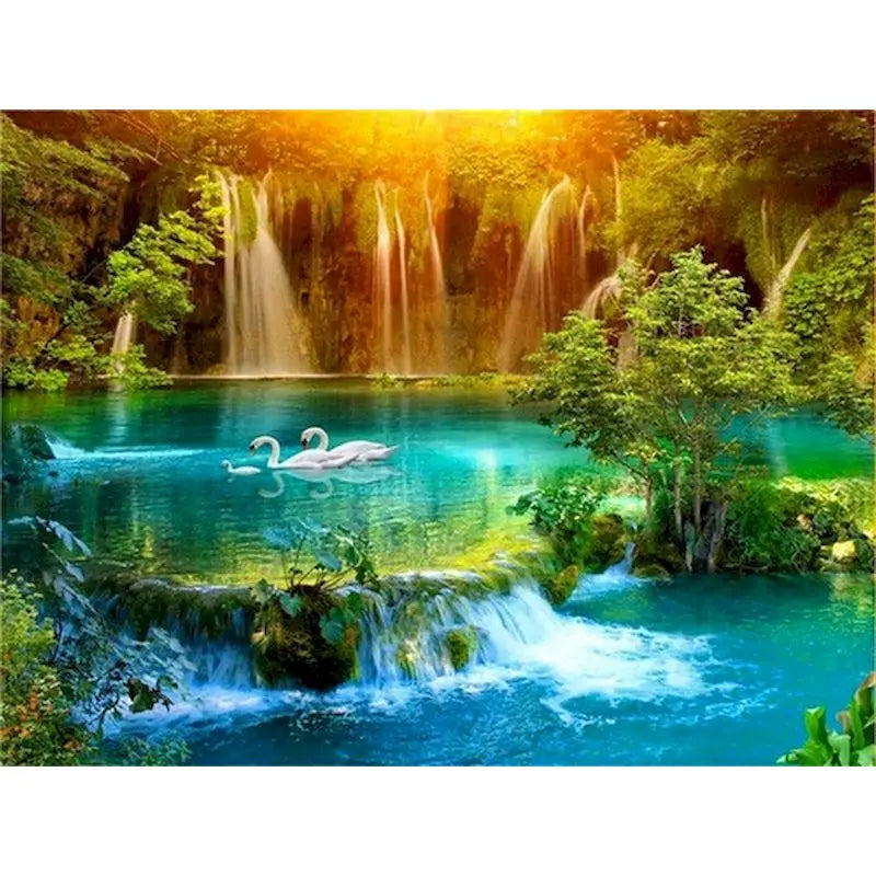 Ducks in a Waterfalls Paint by Numbers Kit