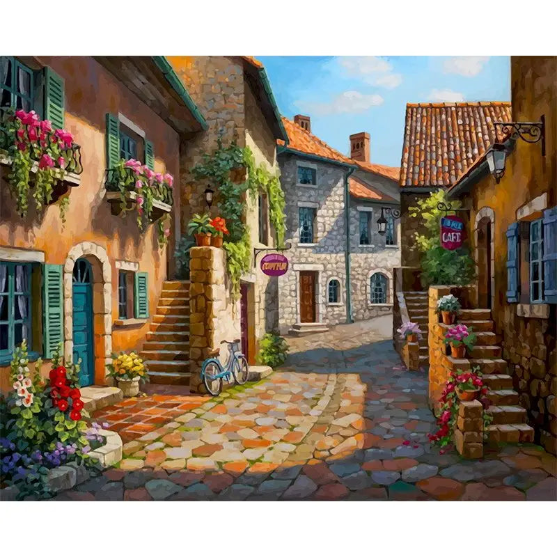 Italian Village Landscape Paint by Numbers