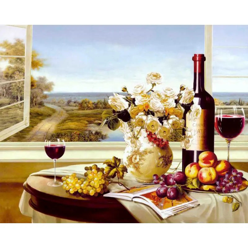 Roses Fruits And Wine Paint by Numbers