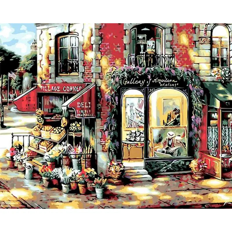 Village Corner Fruits Store Paint by Numbers