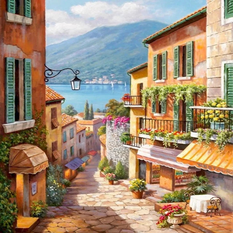 Coastal City Landscape Paint by Numbers