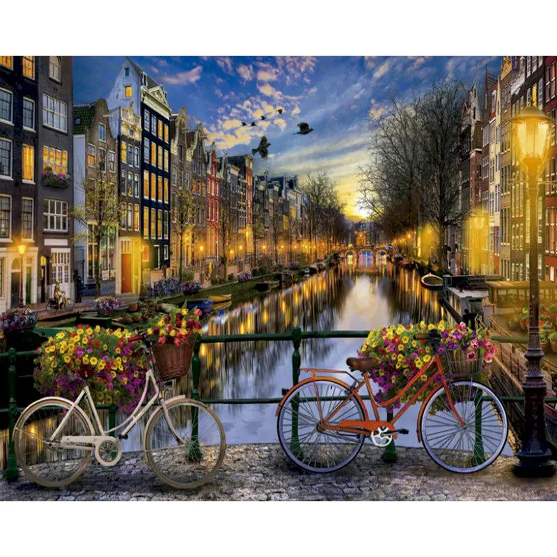 Amsterdam Street Scenery Paint by Numbers