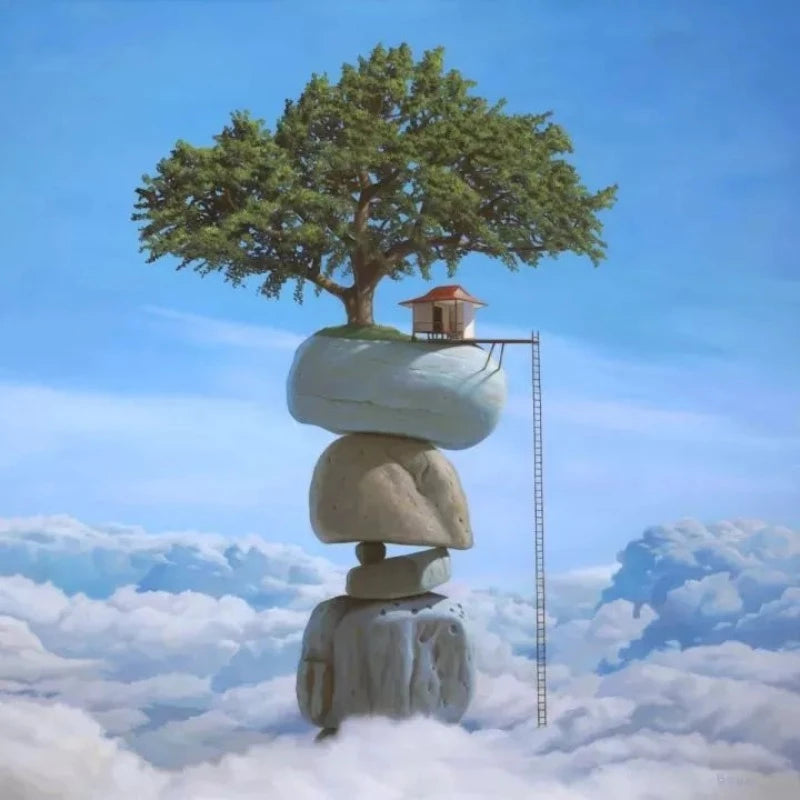 Tree House Stone Balance Paint by Numbers