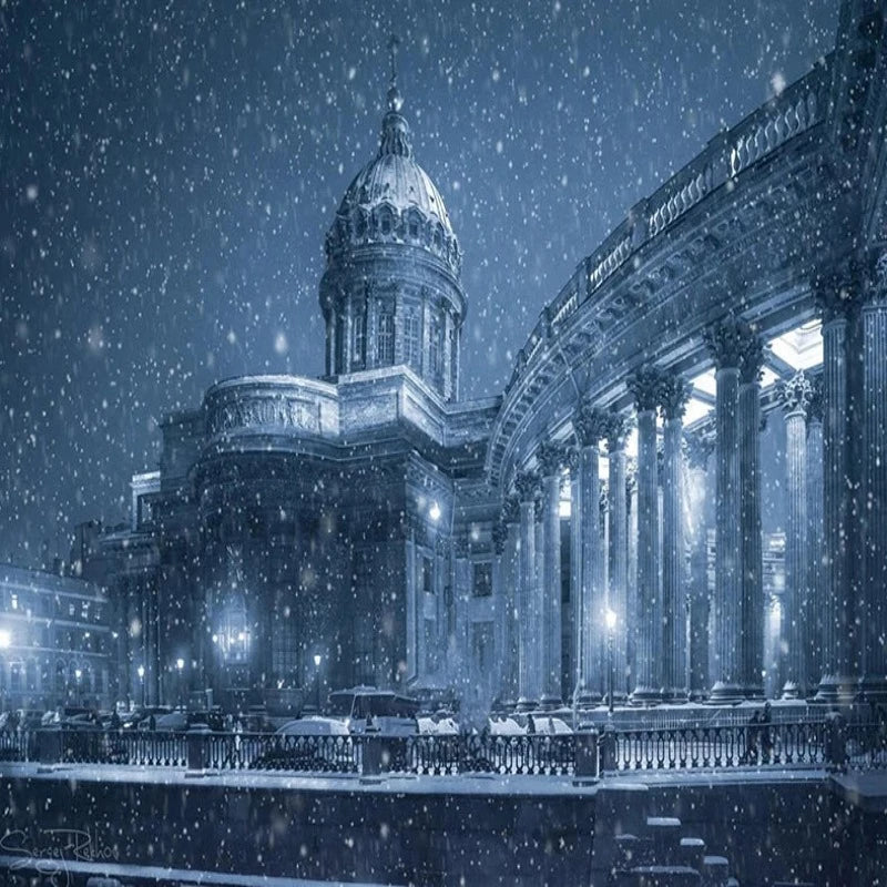 Saint Petersburg At Night Snow Paint by Numbers