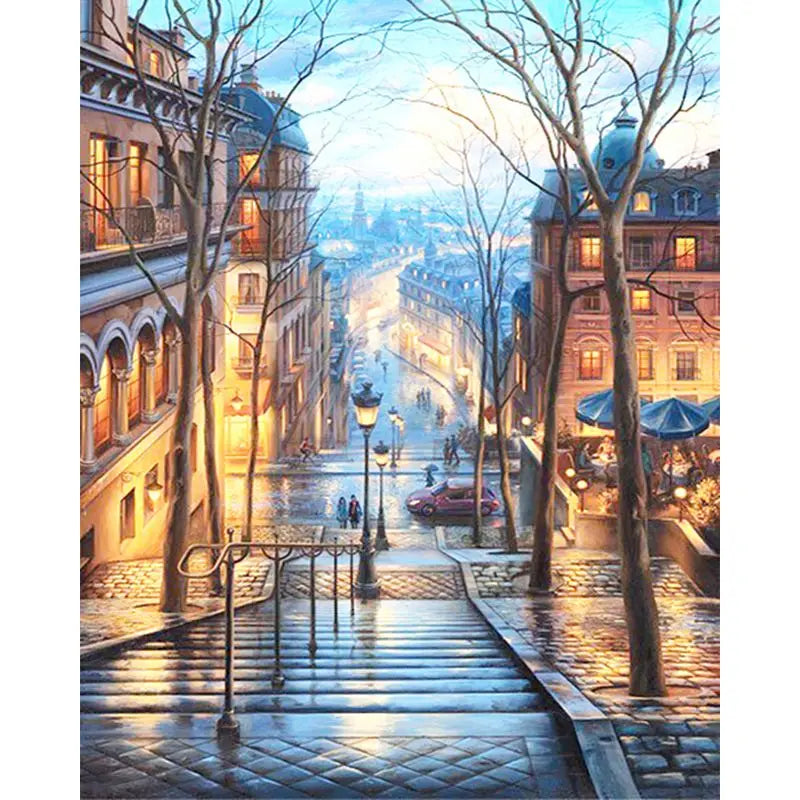 Night Time City Scene Paint by Numbers