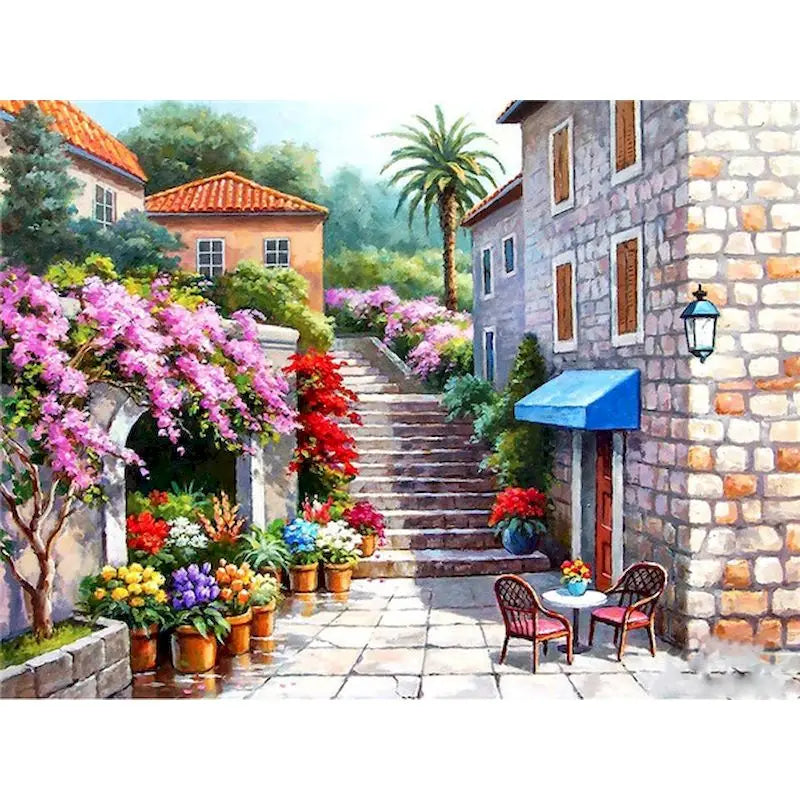Beautiful Flower House Garden Paint by Numbers