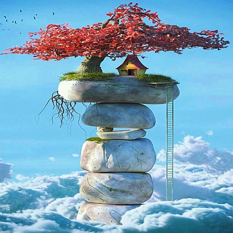 Fairy Life Tree Stone House Paint by Numbers