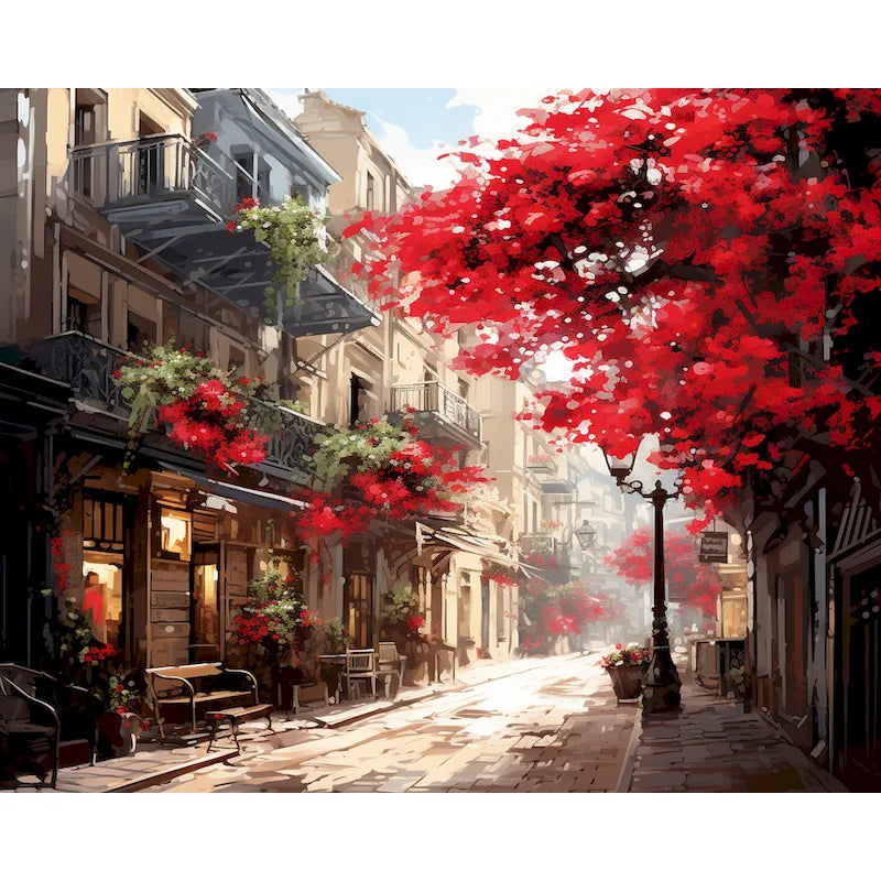 Villa House Landscape Paint by Numbers