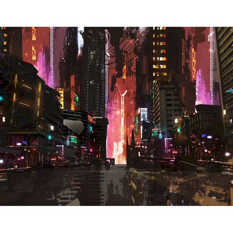 City Street At Night Paint by Numbers
