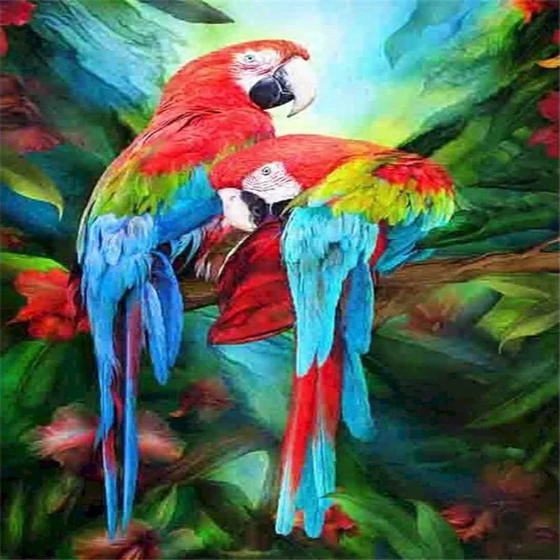 Abstract Tropical Parrot Paint by Numbers