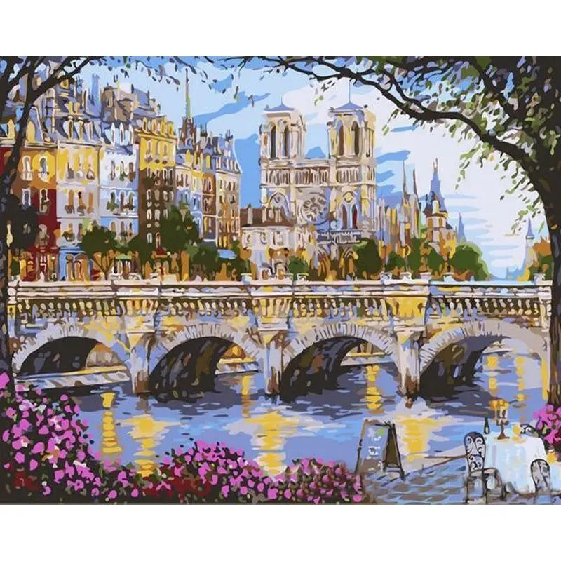 Moon Bridge Spring Landscape Paint by Numbers