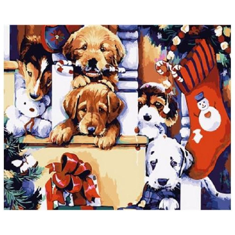 Paint By Numbers Christmas Puppy Kit