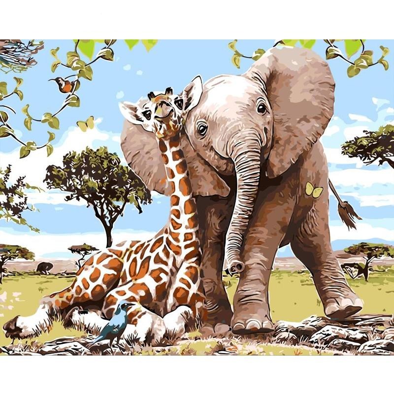 Giraffe And Elephant Paint By Numbers