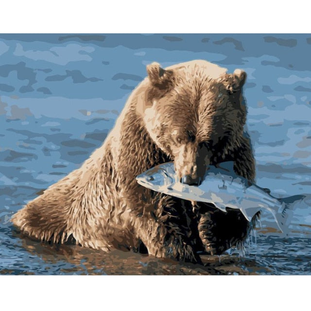 Paint By Number Fishing Bears