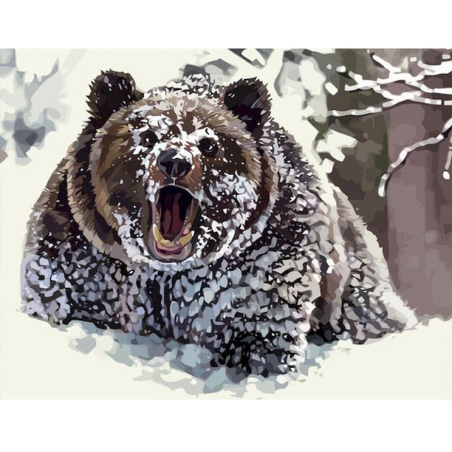 Threatening bear  - Paint By Numbers Bear