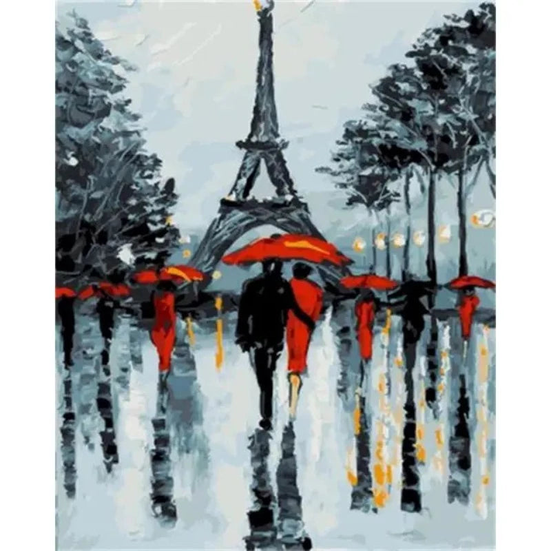 Couple At Eiffel Tower Paint by Numbers 