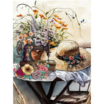 Flowers And Vintage Sewing Machine Paint By Numbers Kit