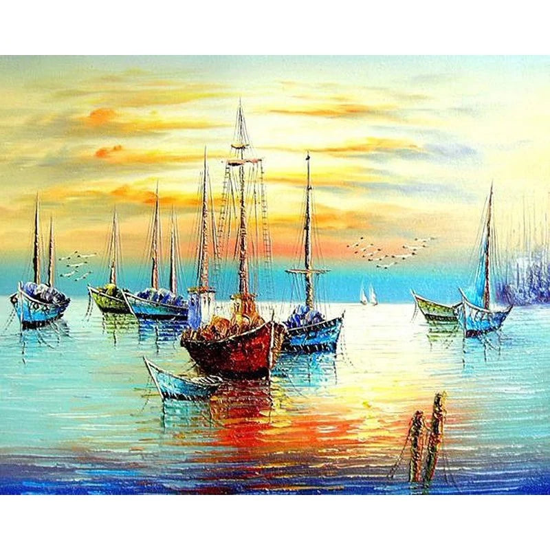 Sailing Seascape Scenery Paint by Numbers 