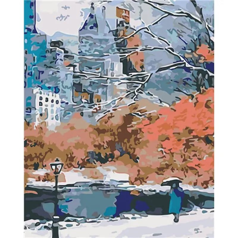 Central Park Winter Abstract Paint by Numbers