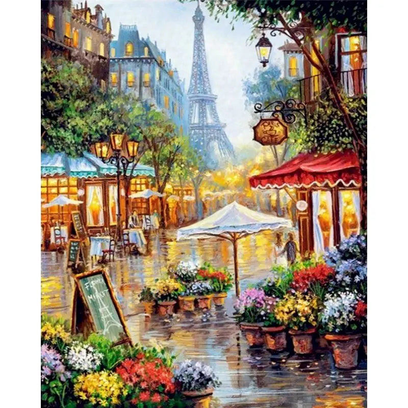 Paris City Scene Eiffel Tower Paint by Numbers 