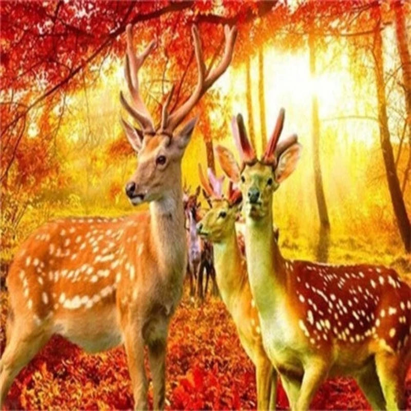 Autumn Forest Deer Paint by Numbers 