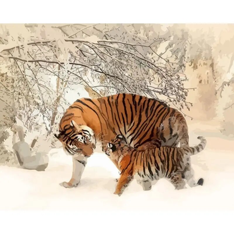Tigers In The Snow Paint by Numbers