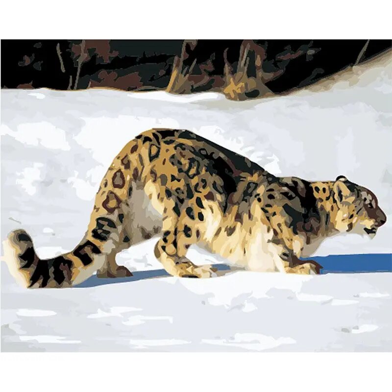 Feline In The Snow Paint by Numbers