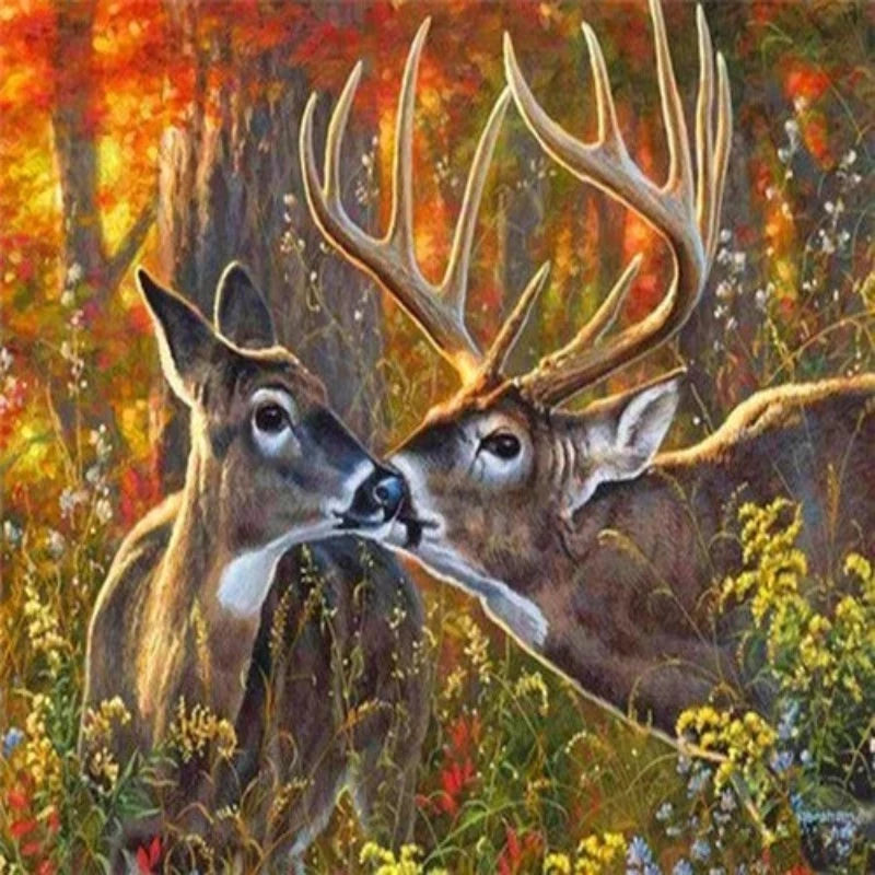 Mother Deer And Baby Paint by Numbers 