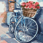 Blue Bike Flowers Planter Paint by Numbers