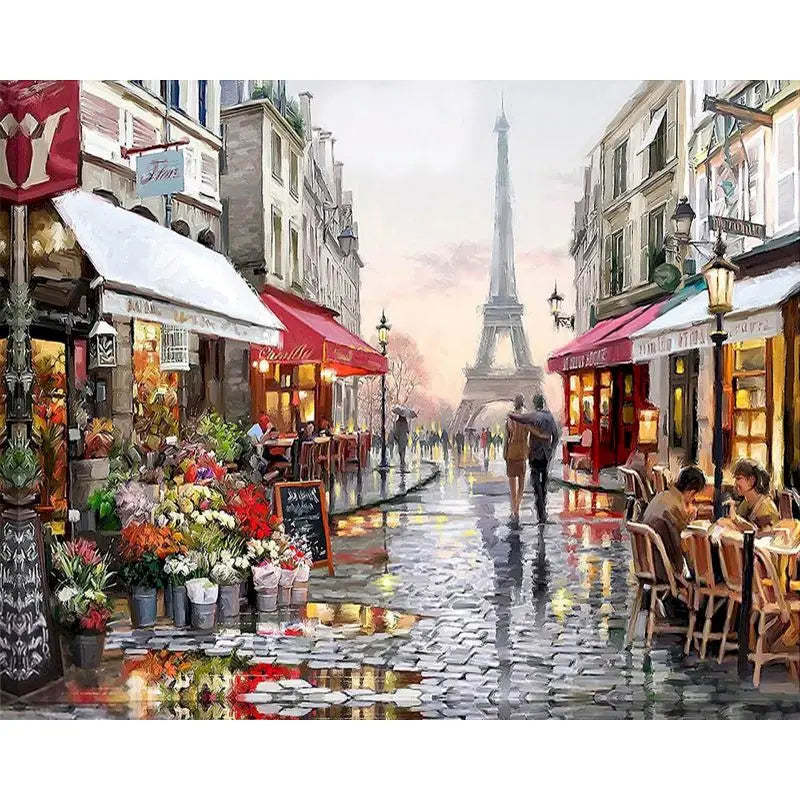 Eiffel Tower City Landscape Paint by Numbers