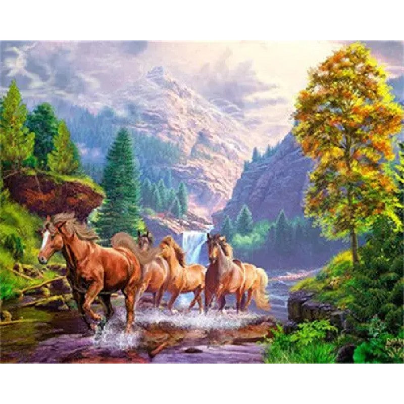 Horses in the River Paint by Numbers
