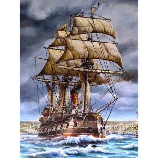 Pirate War Ship Sailing Paint by Numbers
