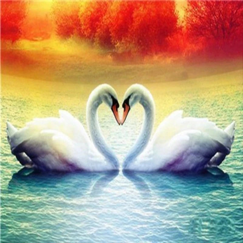 Romantic Couple Swan Paint by Numbers 
