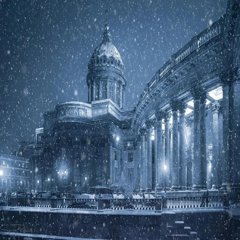 Saint Petersburg At Night Snow Paint by Numbers 