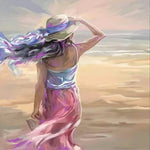 Woman In Sunset Seascape Paint by Numbers