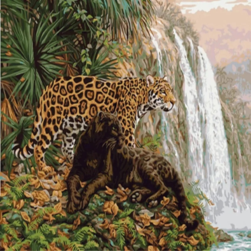 Jaguar In Waterfalls Paint by Numbers