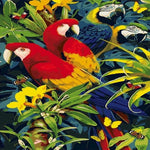 Tropical Parrot In Flowering Trees Paint by Numbers 