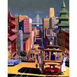 San Francisco City Street Vintage Bus Paint by Numbers 