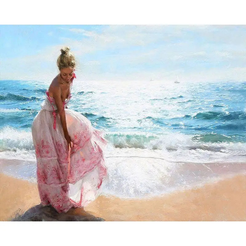 Woman Seascape Scenery Paint by Numbers 