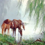 Winter River Horses Paint by Numbers